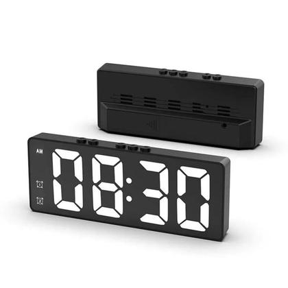 Imagem de Despertador Digital LED com Controle de Voz - Duplo Snooze, Alarmes Duplos e Temperatura (12/24H)