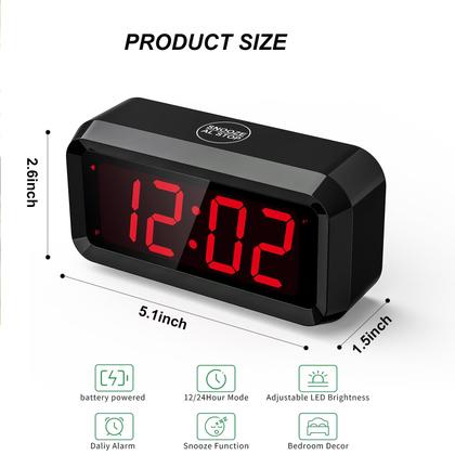 Imagem de Despertador SUPLEDCK Digital com display de hora LED de 1,2 polegadas