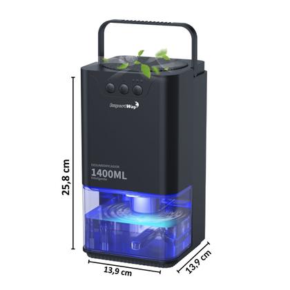 Imagem de Desumidificador Antimofo Secar Ar Elétrico 1400ml Led Lâmpada Ambiente 7 Cores Preto Importway