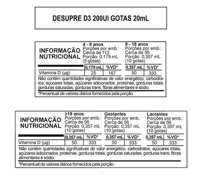 Imagem de Desupre Gotas Vitamina D 200Ui Sabor Limão 20ml -Arte Nativa