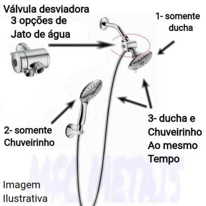 Imagem de Desviador para chuveiro ou ducha gás/ solar cromado 3 vias
