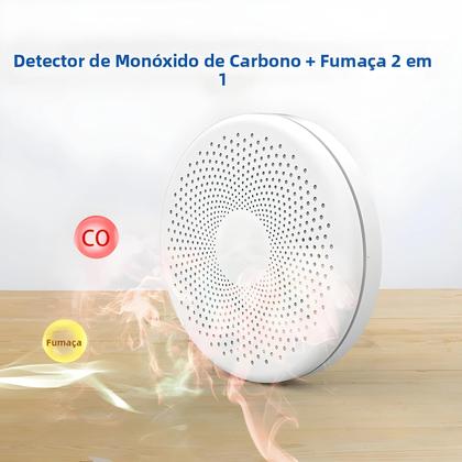 Imagem de Detector De Fumaça E Monóxido De Carbono Inteligente WiFi Tuya 2 Em 1 Com Sensor De Som PIR Para