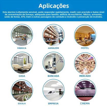 Imagem de Detector De Fumaça Para Escritório Em Casa Sistema De Alarme De Incêndio Sensor Independente PGST
