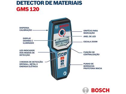 Detector de Materiais Bosch GMS 120 Profissional - Resistente à