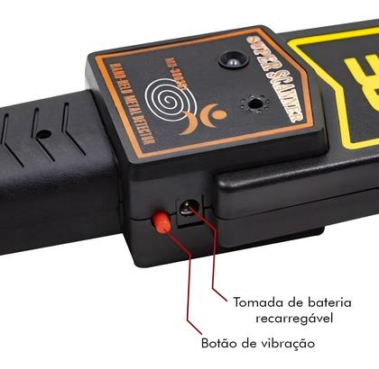 Imagem de Detector de Metais Manual Portátil Preto  Recarregável, Compacto e Preciso para Diversos Usos