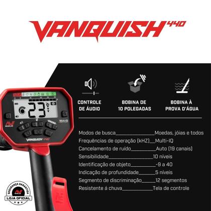 Imagem de Detector de Metais Minelab Vanquish 440  MultiIQ e Alta Precisão