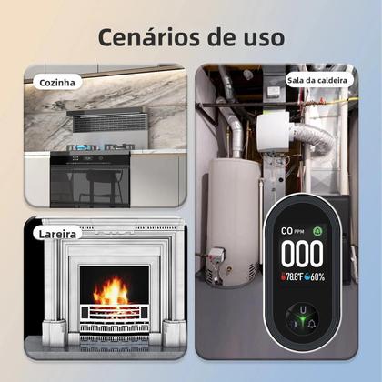 Imagem de Detector De Monóxido De Carbono 3 Em 1 Com Sensor De Temperatura E Umidade Alarme Sonoro CO Da MOES