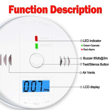 Imagem de Detector de monóxido de carbono Pumwry com display LCD, pacote com 3