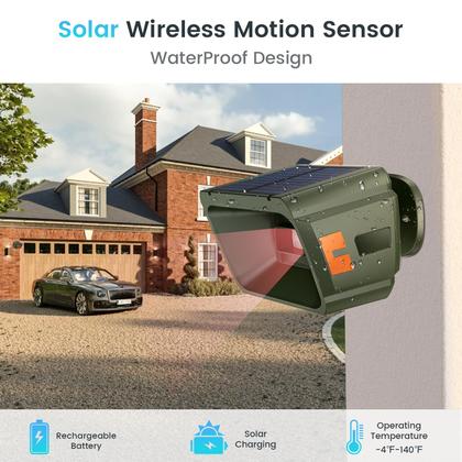 Imagem de Detector de movimento Chtoocy Solar Wireless com alcance de 3000 pés ao ar livre