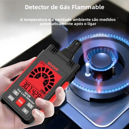 Imagem de Detector De Vazamento De Gás Inflamável Com Display LCD E Alarme Sonoro Para Gás Natural Metano