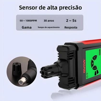 Imagem de Detector De Vazamento De Gás Inflamável Com Display LCD E Alarme Sonoro Para Gás Natural Metano