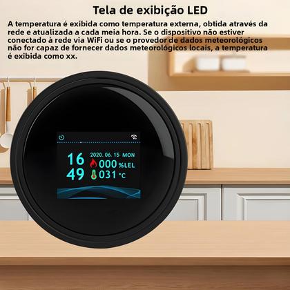 Imagem de Detector De Vazamento De Gás Natural Wifi Tuya Alarme Inteligente Com Display LCD De Temperatura