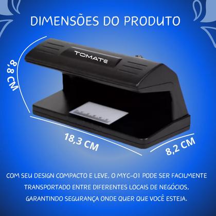 Imagem de Detector Identificador Testador Dinheiro Nota Cheque Documentos Passaporte Falsa Luz Negra UV