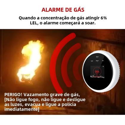 Imagem de Detector Inteligente de Vazamento de Gás WiFi com Alarme de Temperatura - Display Digital
