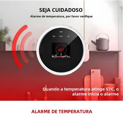 Imagem de Detector Inteligente de Vazamento de Gás WiFi com Alarme de Temperatura - Display Digital