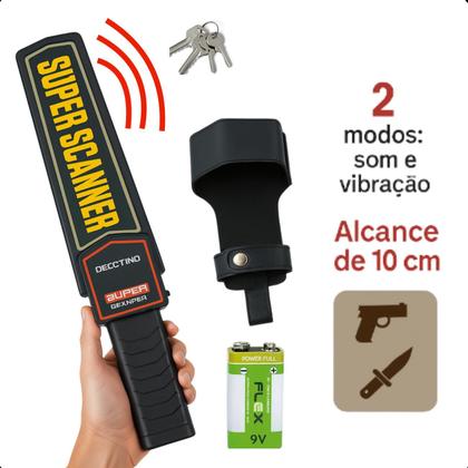 Imagem de Detector Metais Scanner Portátil Alta Precisão Manual Vibração Profissional