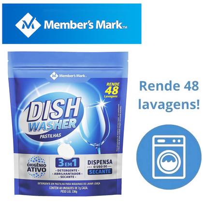 Imagem de Detergente Em Pastilha Para Máquina De  Lavar Louça  Dish Washer 48 Unidades Members Mark