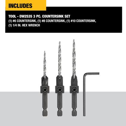 Imagem de DEWALT Countersink Drill Bit Set 6, 8, 10, 3-Piece (DW2535)