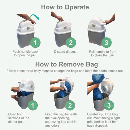 Imagem de Diaper Pail Foundations Tall Airtight Lid 60 fraldas brancas