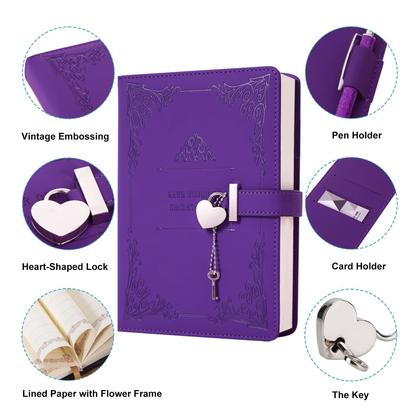 Diário com Cadeado JiaoJiren - Couro PU A5 Formato Coração com