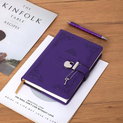 Diário com Cadeado JiaoJiren - Couro PU A5 Formato Coração com