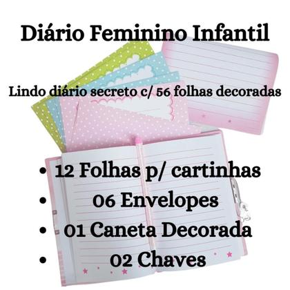 Imagem de Diário Infantil Com Chave + Garrafinha De Água 500Ml Lindo