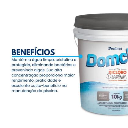 Imagem de Dicloro Premium Domclor 10KG Cloro Granulado Para Piscinas