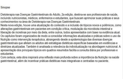 Imagem de Dietoterapia Nas Doencas Gastrointestinais do Adulto - LIVRARIA E EDITORA RUBIO LTDA