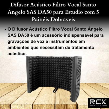 Imagem de Difusor Acústico Filtro Vocal Santo Ângelo SAS DA50 para Estudio com 5 Painéis Dobráveis