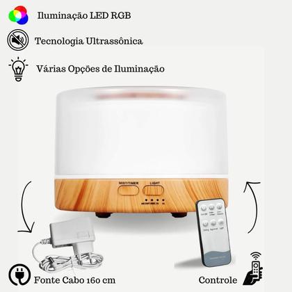 Imagem de Difusor Aromas E Umidificador Ultrassônico Purificador 500Ml