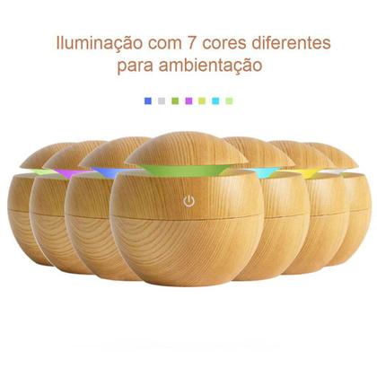 Imagem de Difusor Aromático Umidificador De Ar Redondo Led 7 cores Usb