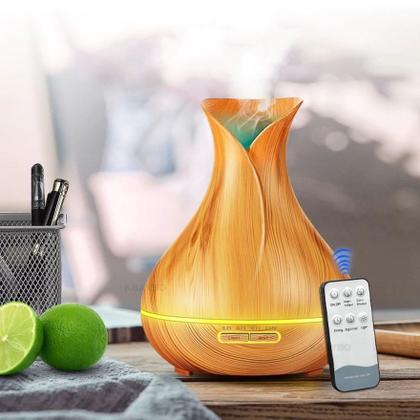 Imagem de Difusor Aromatizador E Umidificador Com Controle Remoto Ambientes 400ml Led 7 Cores