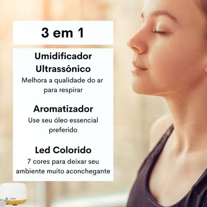 Imagem de Difusor Aromatizador Umidificador Ultrassonico 500ml Controle Remoto