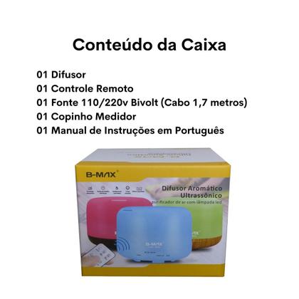 Imagem de Difusor Aromatizador Umidificador Ultrassonico 500ml Controle Remoto