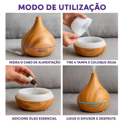 Imagem de Difusor Aromatizazdor Umidificador Ar Gota 400ml Ultrassônico Bmax