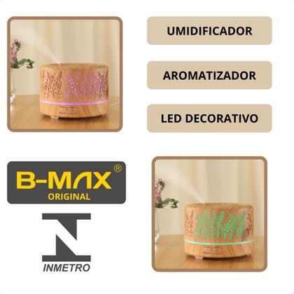 Imagem de Difusor de Ambiente Ultrassonico para Oleos Essenciais 700ml Marrom Claro