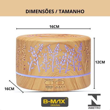 Imagem de Difusor de Ambiente Ultrassonico para Oleos Essenciais 700ml Marrom Claro