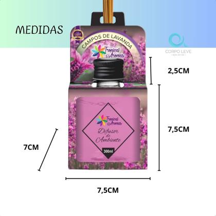 Imagem de Difusor de Ambiente Varetas 300ml Kit 5un Premium Tropical Aromas 15 Varetas de Fibra