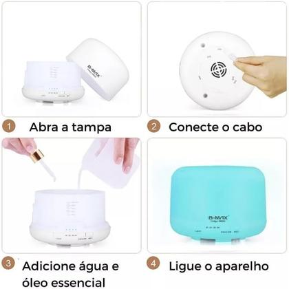 Imagem de Difusor De Ar Ultrassônico Aromatizador com controle 500ml (BRANCO)