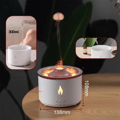 Imagem de Difusor De Aroma De Chama Óleo Essencial Umidificador Com Led E Controle Remoto