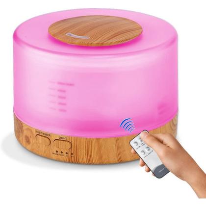 Imagem de Difusor De Aroma Elétrico 500ml Led 7 Cores Aromatizador + Controle Remoto