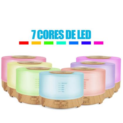 Imagem de Difusor De Aroma Elétrico 500ml Led 7 Cores Aromatizador + Controle Remoto
