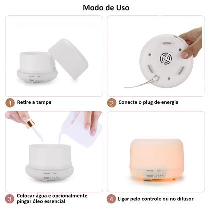 Imagem de Difusor de Aromas Eletrico Ultrassonico Umidificador 300ml