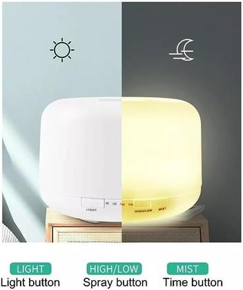 Imagem de Difusor De Aromas Umidificador De Ar UltraSônico 500Ml Óleo Essencial Abajur Led Lâmpada Colorida com Controle Remoto