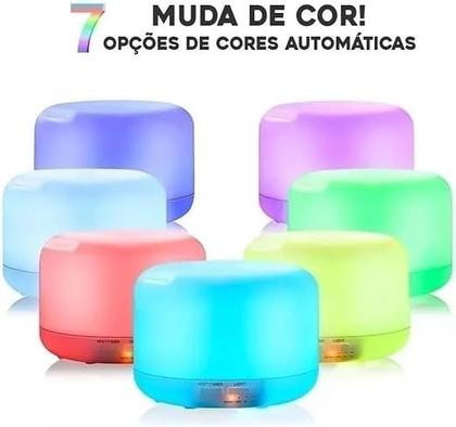 Imagem de Difusor De Aromas Umidificador De Ar UltraSônico 500Ml Óleo Essencial Abajur Led Lâmpada Colorida com Controle Remoto