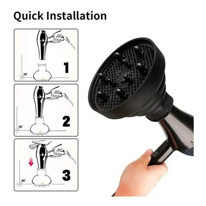 Imagem de Difusor De Cachos Adaptador Universal Silicone Retrátil Cor Preta