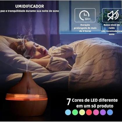 Imagem de Difusor De Óleos Essenciais Com 7 Cores De Luz: 300Ml