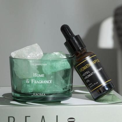 Imagem de Difusor De Óleos Essenciais Com Cristais Naturais, Carregador USB, Base De Madeira, Conjunto De