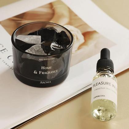 Imagem de Difusor De Óleos Essenciais Com Cristais Naturais, Carregador USB, Base De Madeira, Conjunto De