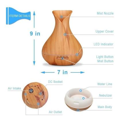 Imagem de Difusor De Oleos Essenciais E Umidificador De Ar 400ml 